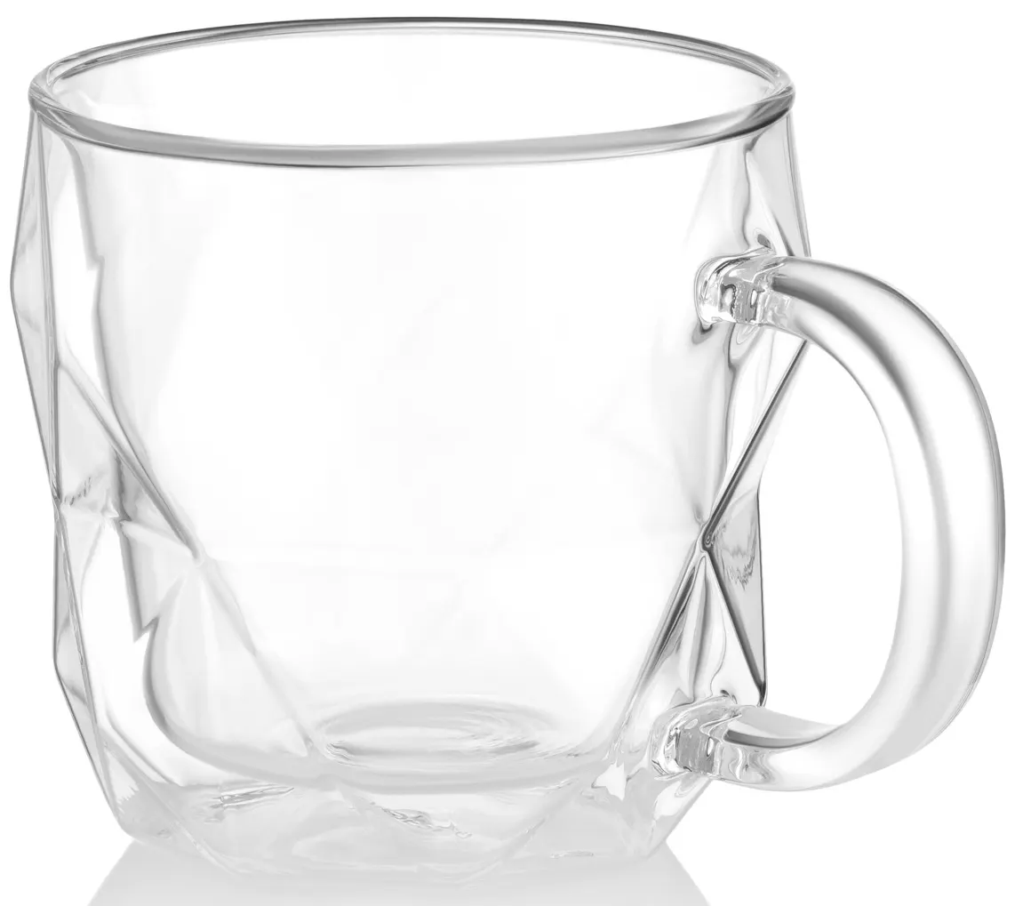 Ardesto Double wall mug set with handle, 450ml, 2pcs, borosilicate glass, transparent