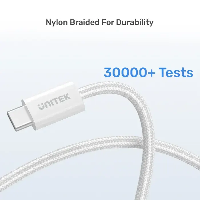 C14141AWH01-1M, UNITEK, 1M, 100W Magnetic USB-C Charging Cable, White.