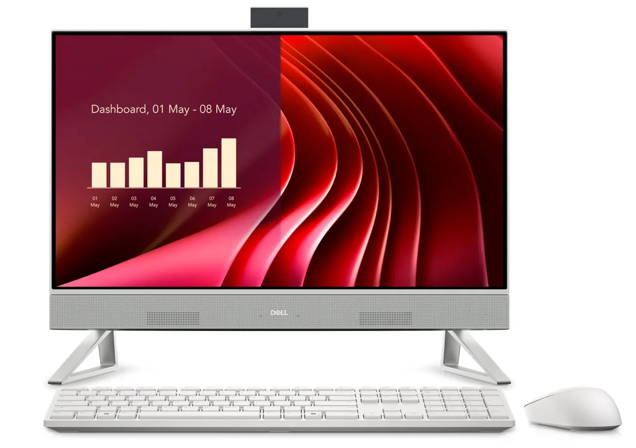 All in One კომპიუტერი Dell 24 All-in-One EC24250/ Core 3 100U/1x8GB 5200MT/s/512GB SSD/23.8 FHD//Cam/WiFi 6E+BT/No keyb, No Mouse/HDMI in/Out/White Color/Ubuntu/1Yrw