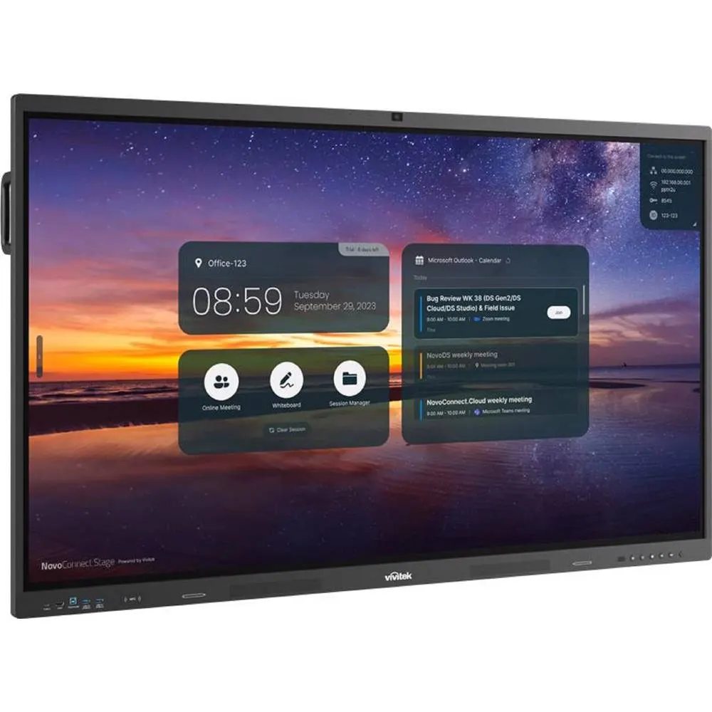 Interactive display Vivitek NovoTouch BK652IW, 65", RAM 4GB, 32GB, Smart Board, Black/Grey + PC Module i5-12450H, 8GB, 256GB SSD, Webcam and microphon