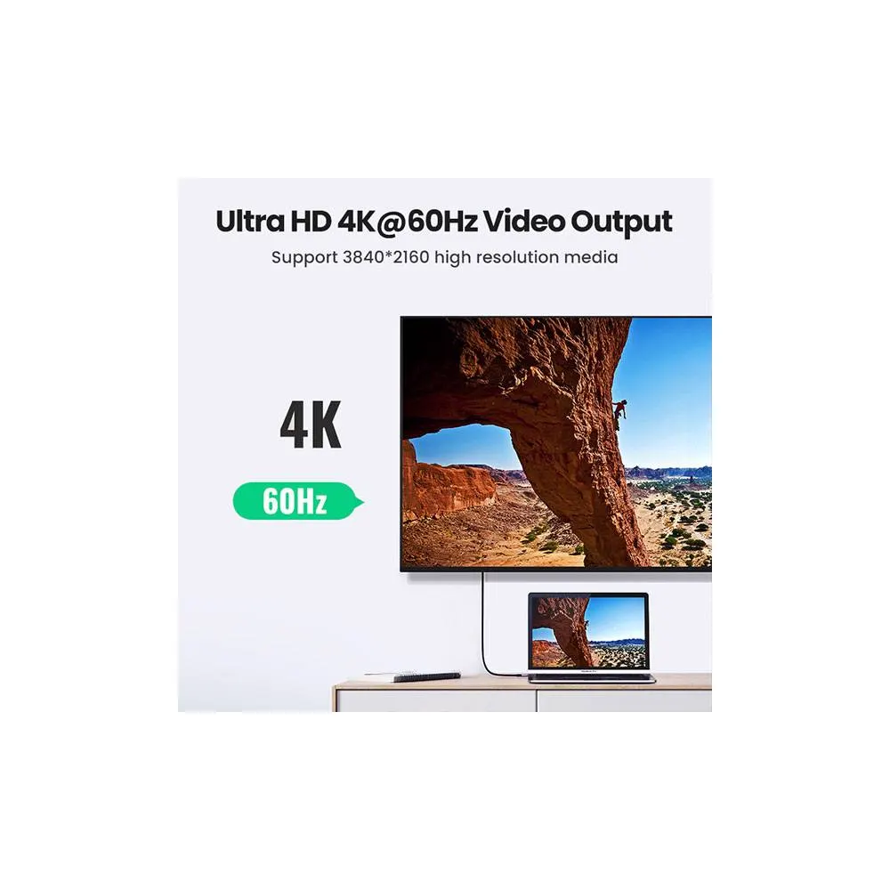 ვიდეო კაბელი UGREEN US355 (80150), 4K Video Cable , 100W, Type-c To Type-c 3.2 Gen 2 Cable, 1m, Black