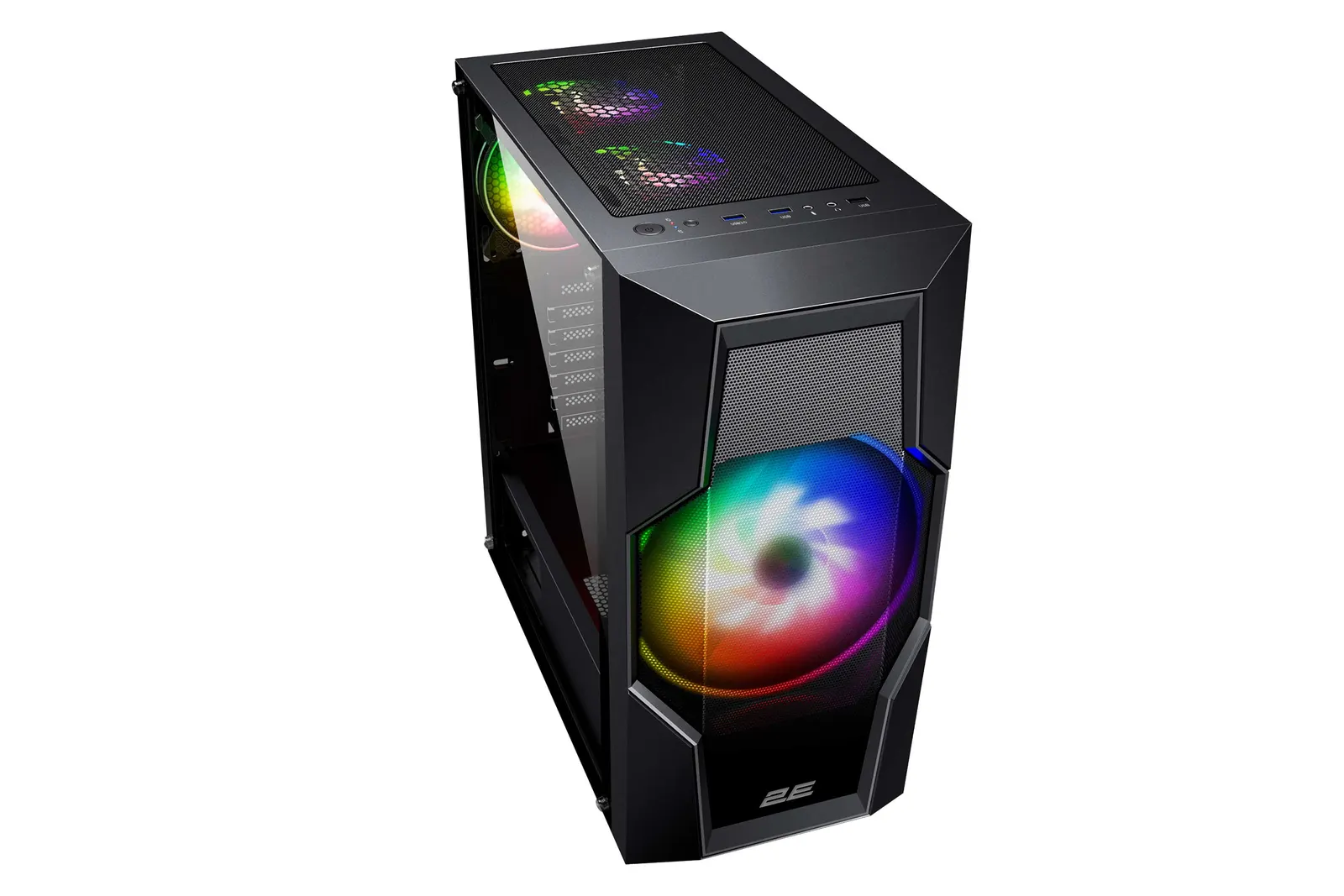 ქეისი 2E GAMING Computer case TURBO (G2057B) , MidT, 2xUSB2.0,1xUSB3.0, 1x200+3x120ARGB,TG (side panel),without PSU,black