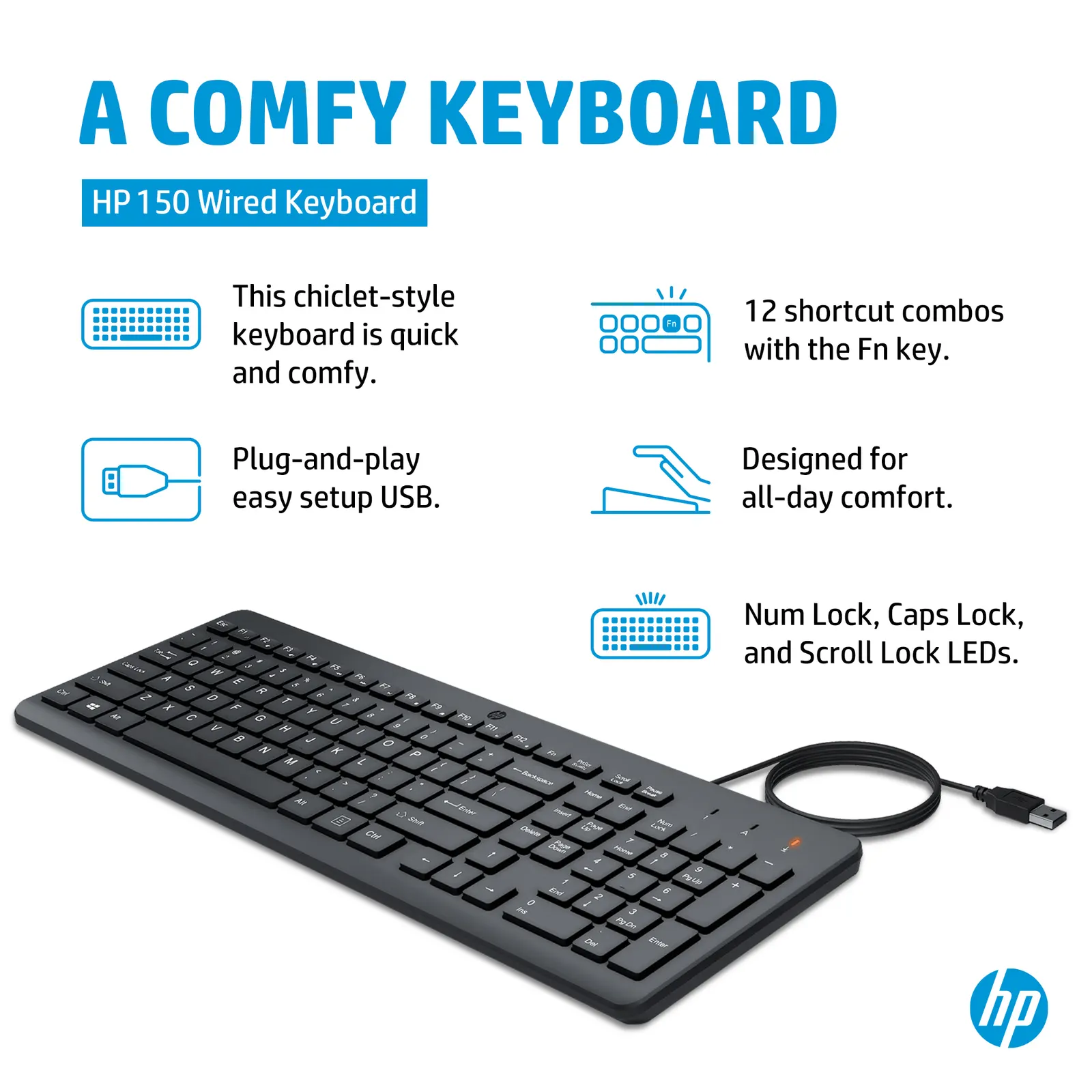 HP 150 USB-A Wired Keyboard RUSS