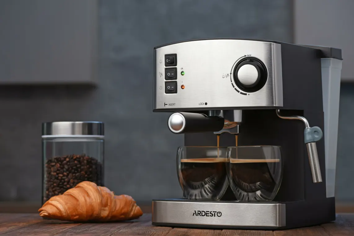 ყავის აპარატი Ardesto coffee maker carob Steel Collection 1.6l, ground, hand capuchino maker, silver-black