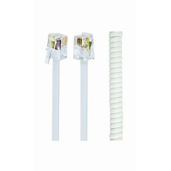 Gembird Spiral Telephone Cord White 2M