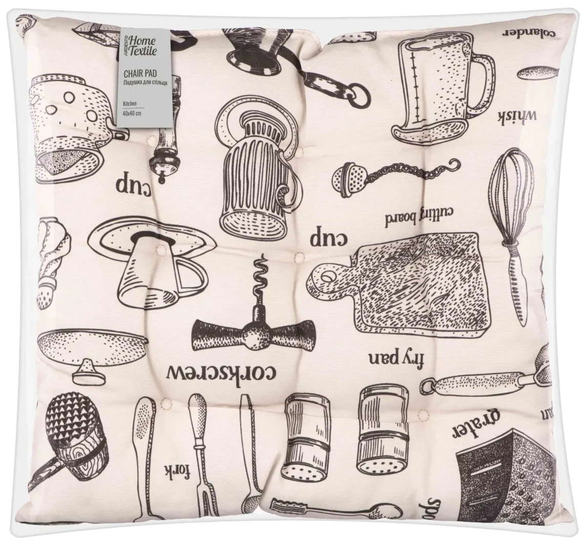 სკამის ბალიში Ardesto Sitpad Kitchen 40x40cm, 90% polyester, 10% cotton