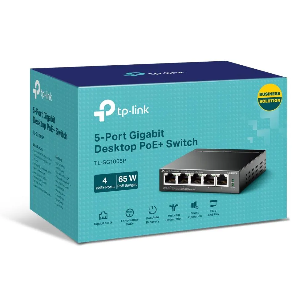 TP-Link, TL-SG1005P, 5-Port Gigabit Desktop Switch with 4-Port PoE