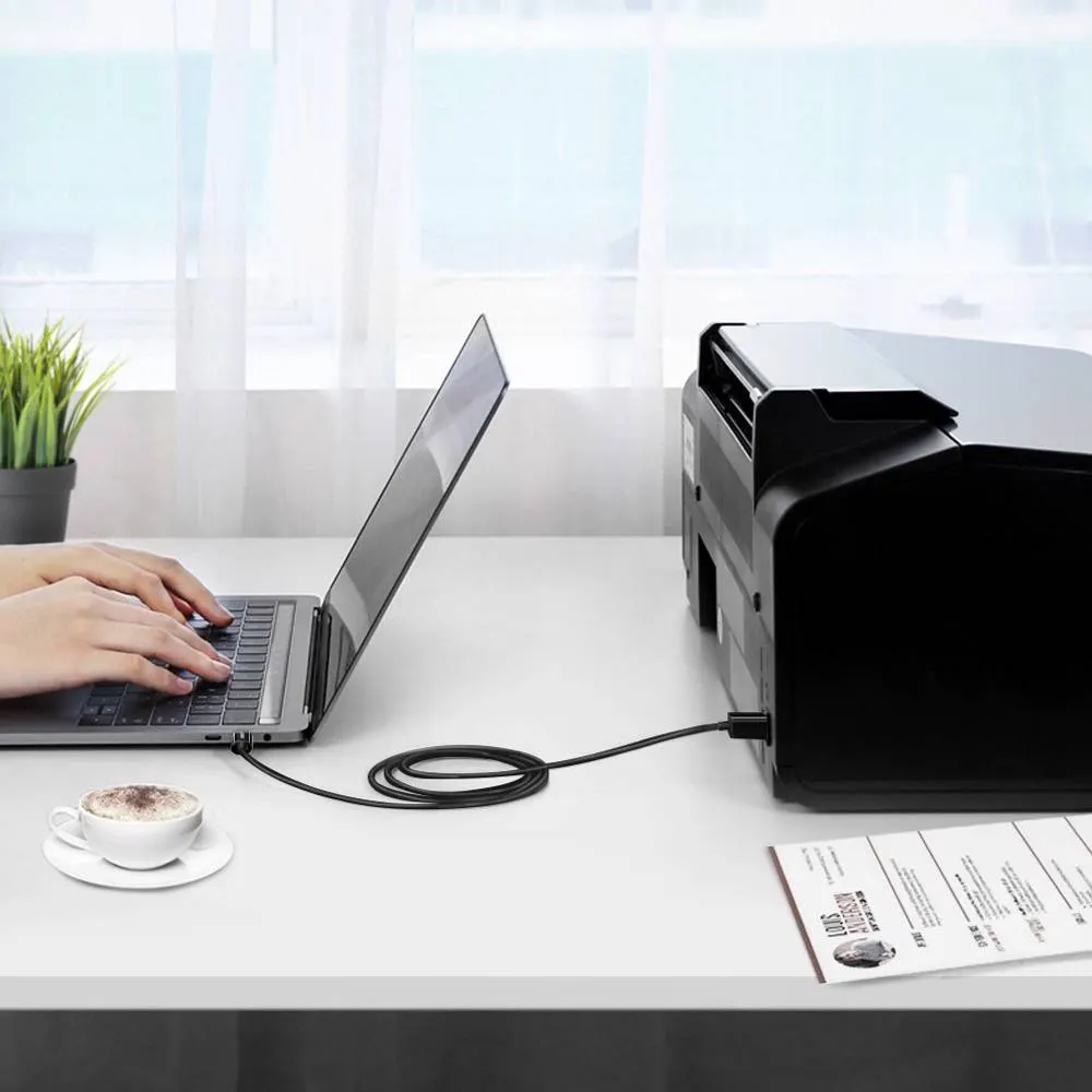 პრინტერის კაბელი UGREEN US241 (50446), Type-C To USB-B, 2m, Black