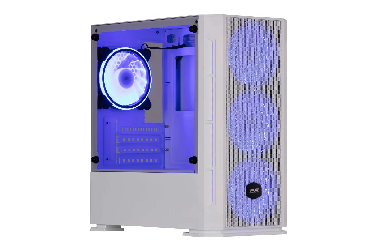 2E Gaming Computer case Calleo GB700W, without PSU, 2xUSB 3.0, 1xUSB 2.0, 4x120mm ARGB, controller with remote, TG Side Window, mATX, White