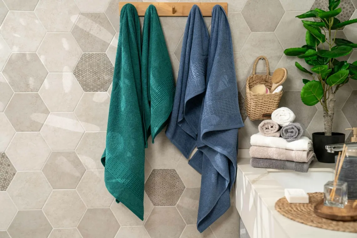 პირსახოცი Ardesto Terry towel set Lotus, 50x90cm, 70x140cm, 2pcs, 100% cotton, blue