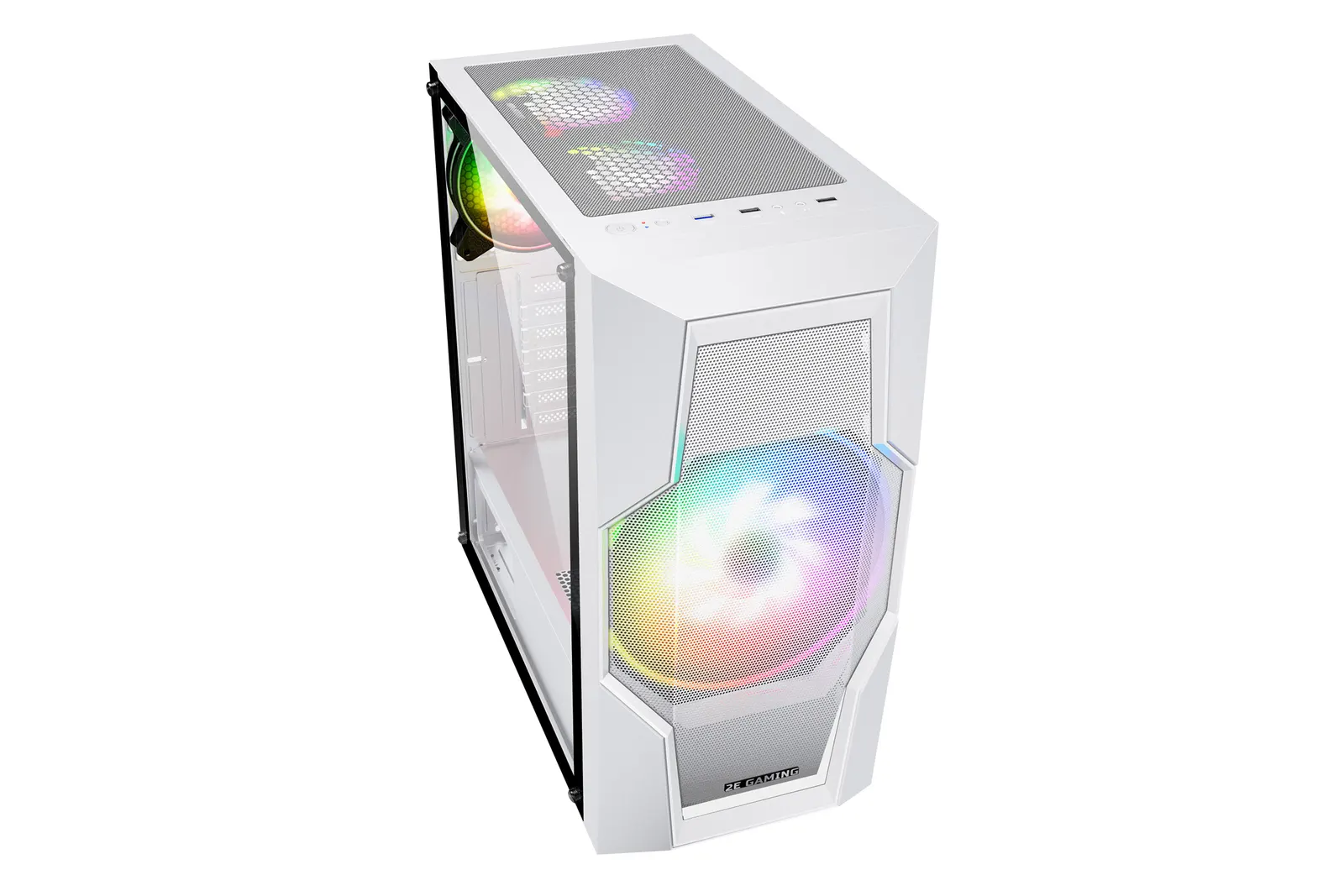 ქეისი 2E GAMING Computer case TURBO (G2057W) , MidT, 2xUSB2.0,1xUSB3.0, 1x200+3x120ARGB,TG (side panel),without PSU,whiteMidT