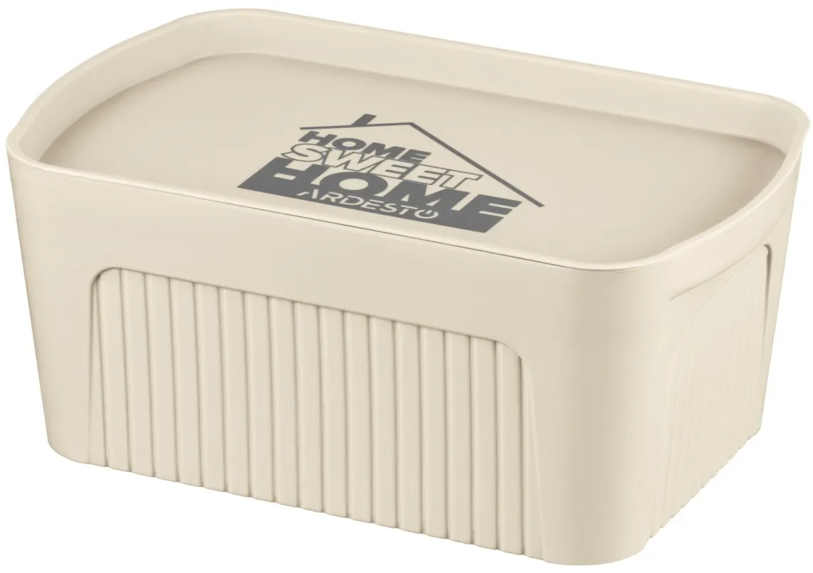 შესანახი კონტეინერი Ardesto Storage box with lid 32x21.5x14cm, 6l, plastic PP, beige