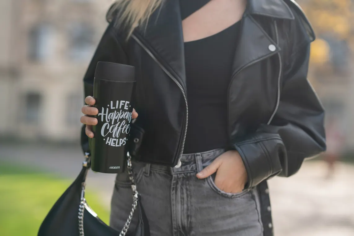 Ardesto Travel mug Coffee Time, 450ml, stainless steel, black