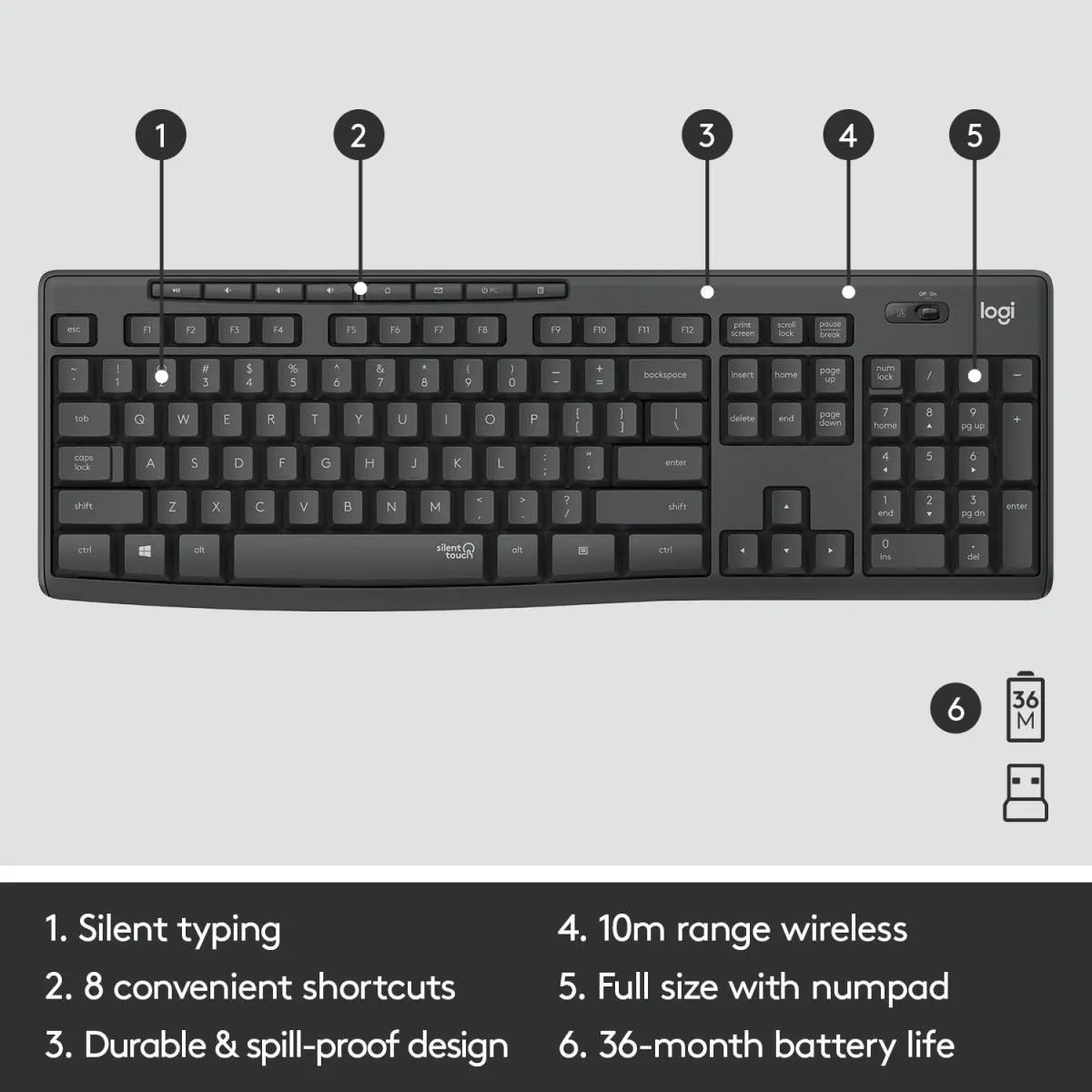 logitech, MK295, Keyboard + Mouse (EN) (Combo) Black