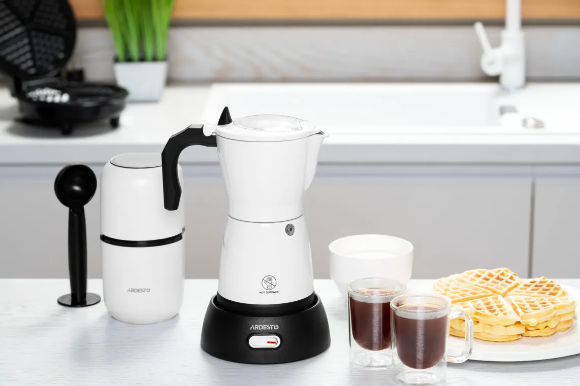 ყავის აპარატი Ardesto coffee maker Electric moka pot. 0.3l, ground, white