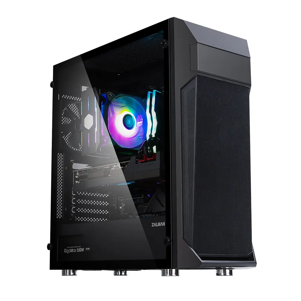 ქეისი Zalman PC case Z1 Plus without PSU, 2xUSB3.0, 1xUSB2.0, 3x120mm, VGA 385mm, LCS ready, TG Side Panel, ATX, black