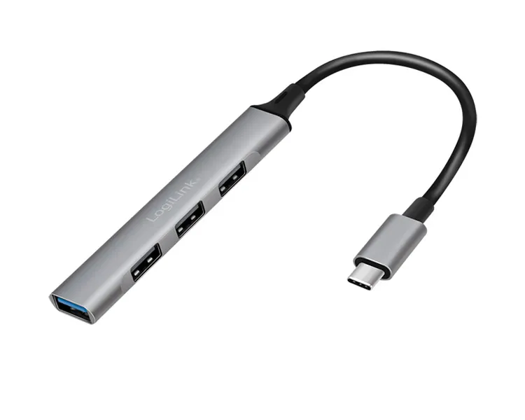 USB ჰაბი Logilink UA0392 USB3.2 Type-C 4-port Slim Hub With Aluminum Casing