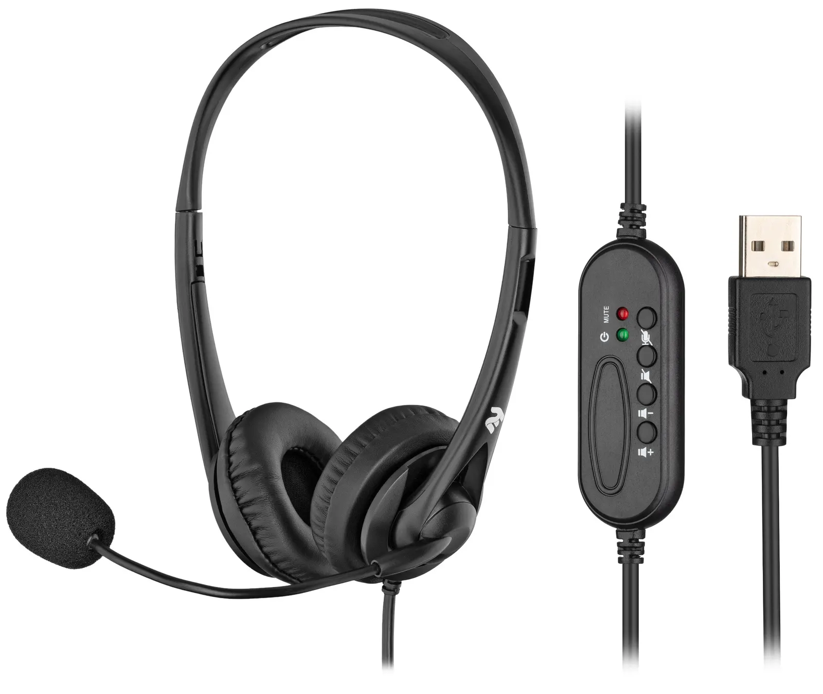 ყურსასმენი 2E PC headset stereo On-ear CH11 USB, omni-mic, 2m, black