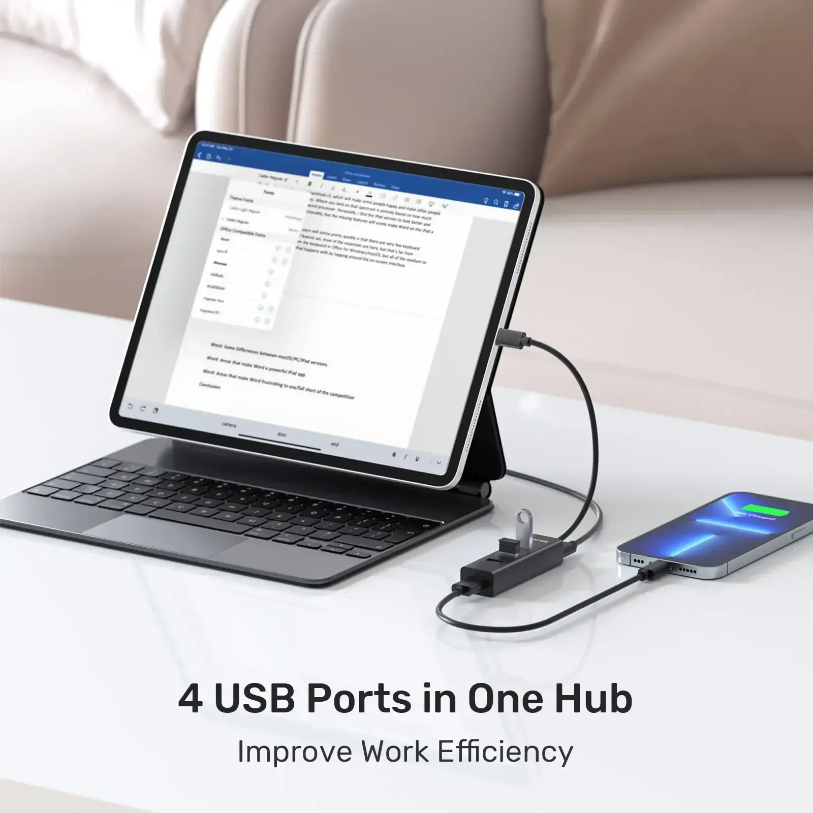 Type-C ჰაბი Y-3089Z01, UNITEK 4-in-1 USB-C 5Gbps Hub (4*USB-A) Black