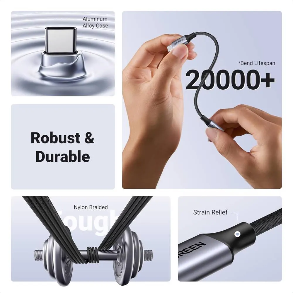 აუდიო ადაპტერი UGREEN 80154, Type-C to Aux 3.5mm Female Audio Adapter, 10cm, Space Gray