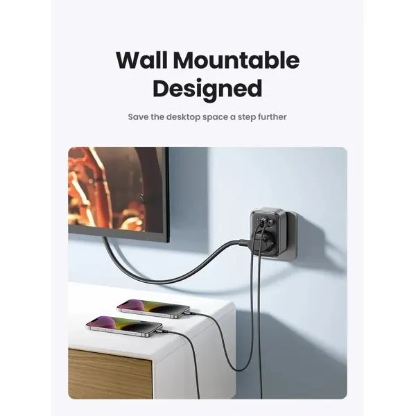დამტენი CD314, UGREEN, Adapter, 30W, 1 Socket, USB-A, USB-C, Gray.
