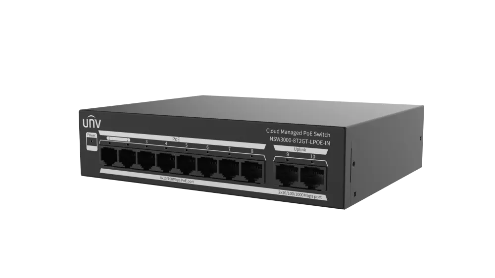 მართვადი PoE სვიჩი - 8 x 10/100Mbps POE port (RJ45) ,2 x GP(RJ45), Uniview NSW3000-8T2GT-LPOE-IN