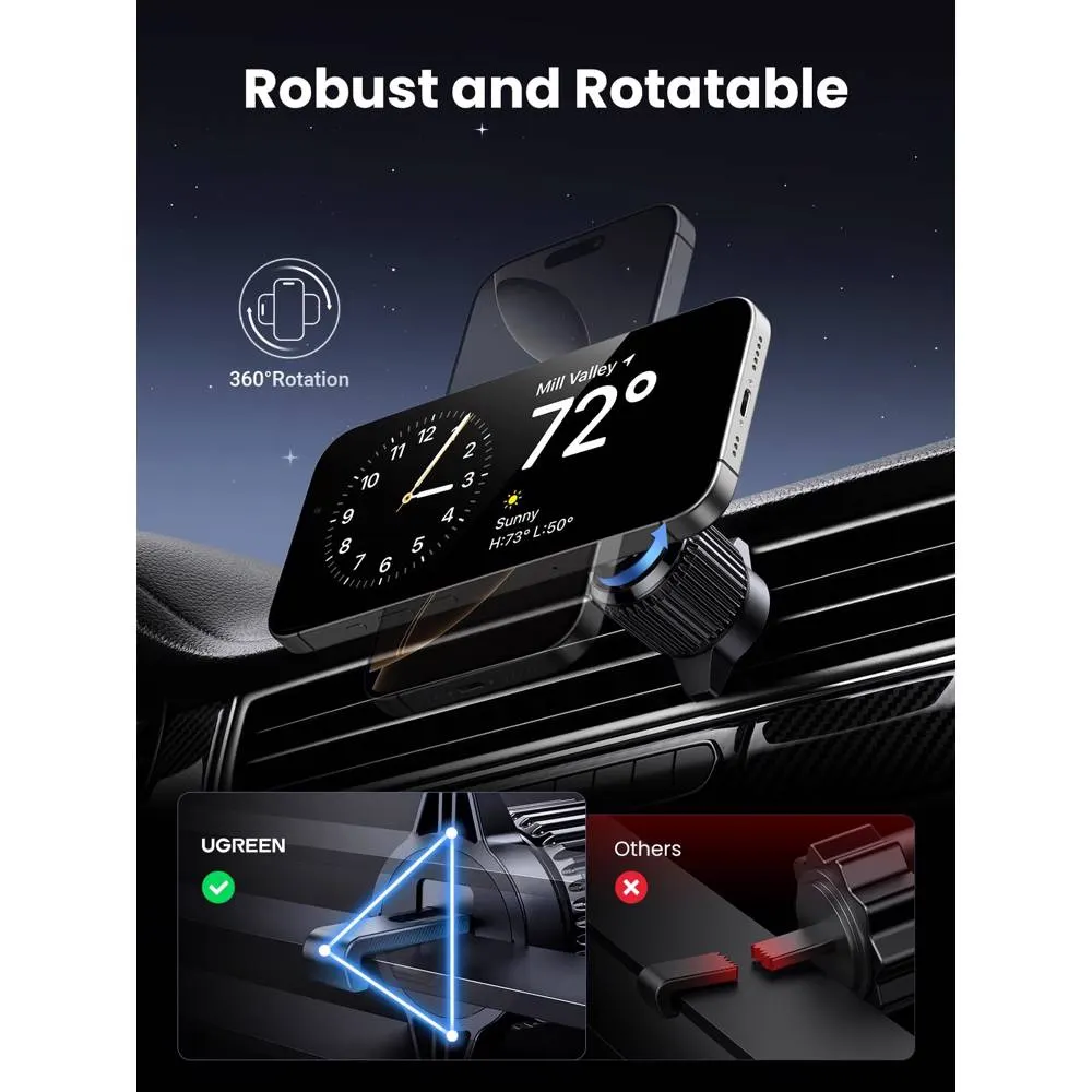 UGREEN 35970 Qi2, 15W, Wireless Car Mount Charger, Black/Grey