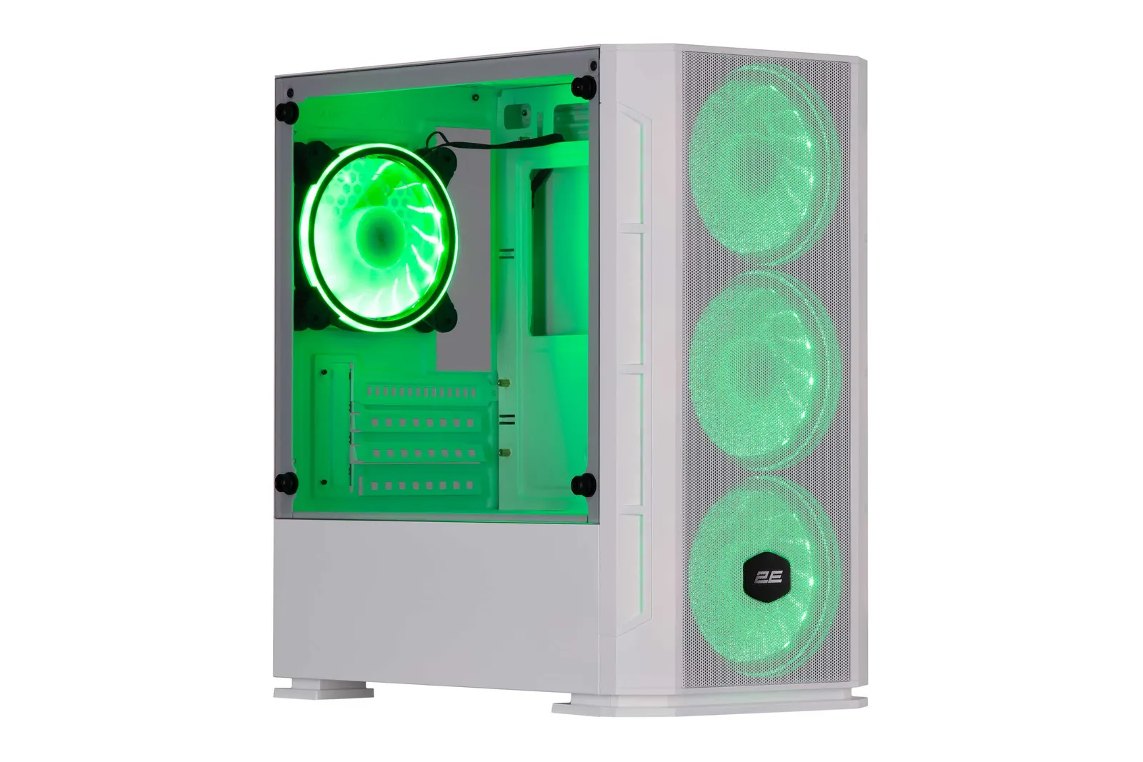 2E Gaming Computer case Calleo GB700W, without PSU, 2xUSB 3.0, 1xUSB 2.0, 4x120mm ARGB, controller with remote, TG Side Window, mATX, White