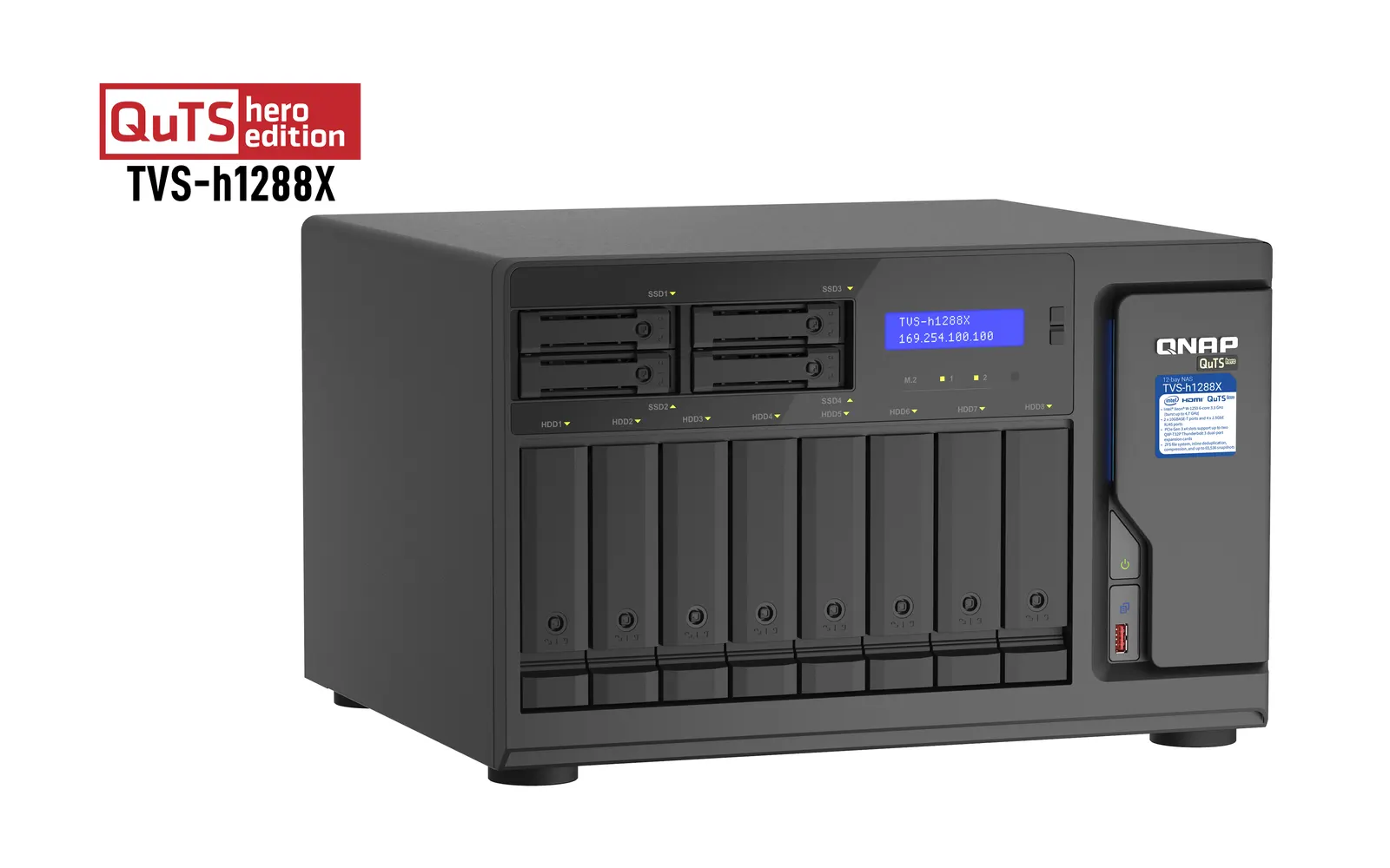 NAS სერვერი 12-Bay TurboNAS (8 x 3.5" HDD + 4 x 2.5" SSD), SATA 6G, Intel Xeon W-1250 6 cores 12 threads 3.3 GHz (boost up to 4.7 GHz), 16GB DDR4 ECC RAM (max. 128GB), 4 x 2.5GbE, 2 x 10GBASE-T 10GbE