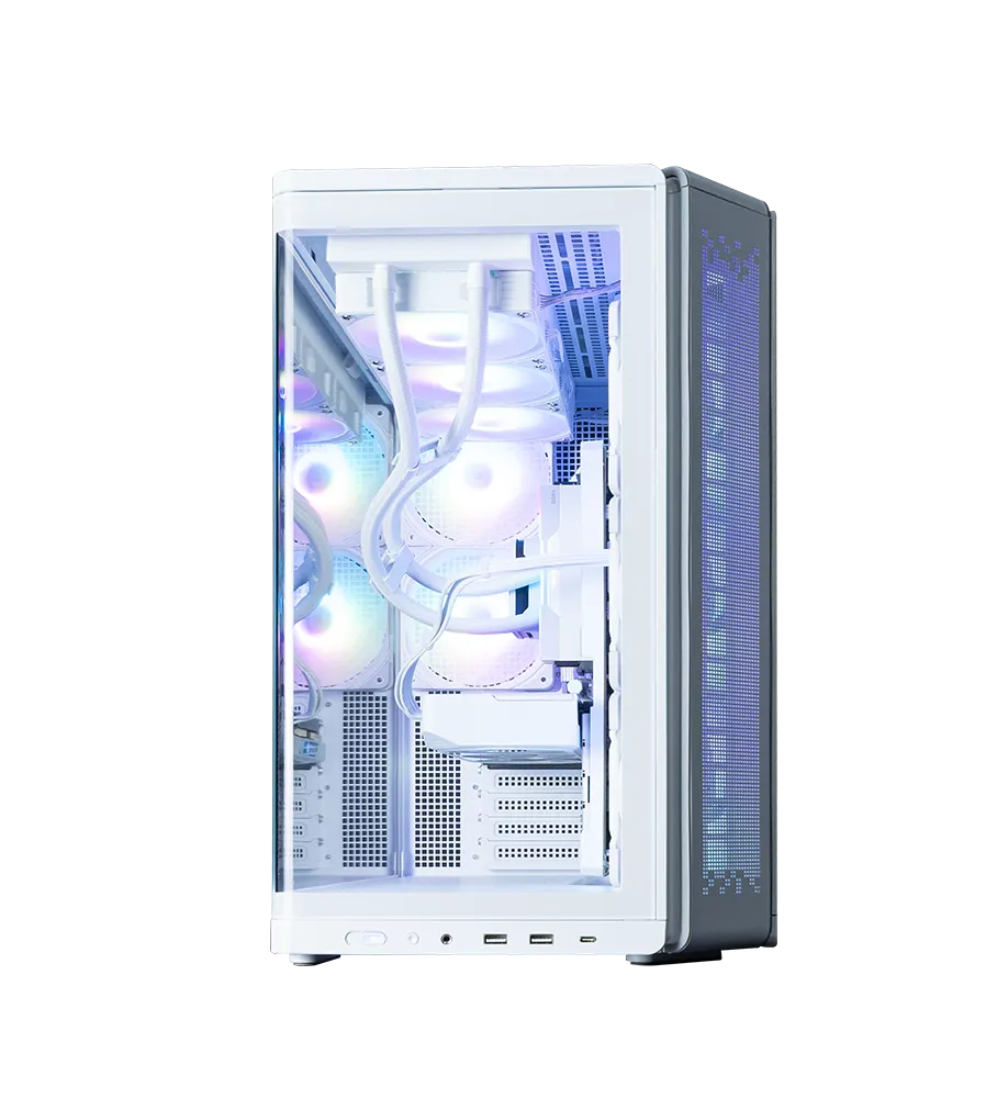 ქეისი Zalman PC case P60 without PSU, 2xUSB3.0, 1x Type C, 3x120mm ARGB Reverse, 2x120mm ARGB, VGA 435mm, LCS ready, Curved Tempered Glass, Dual Chamber, ATX, white