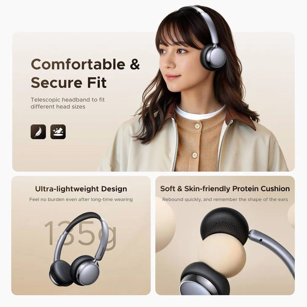 ყურსასმენი Ugreen HP207 (75630) Studio Plus, Headset, Wireless, Bluetooth, Black/Silver