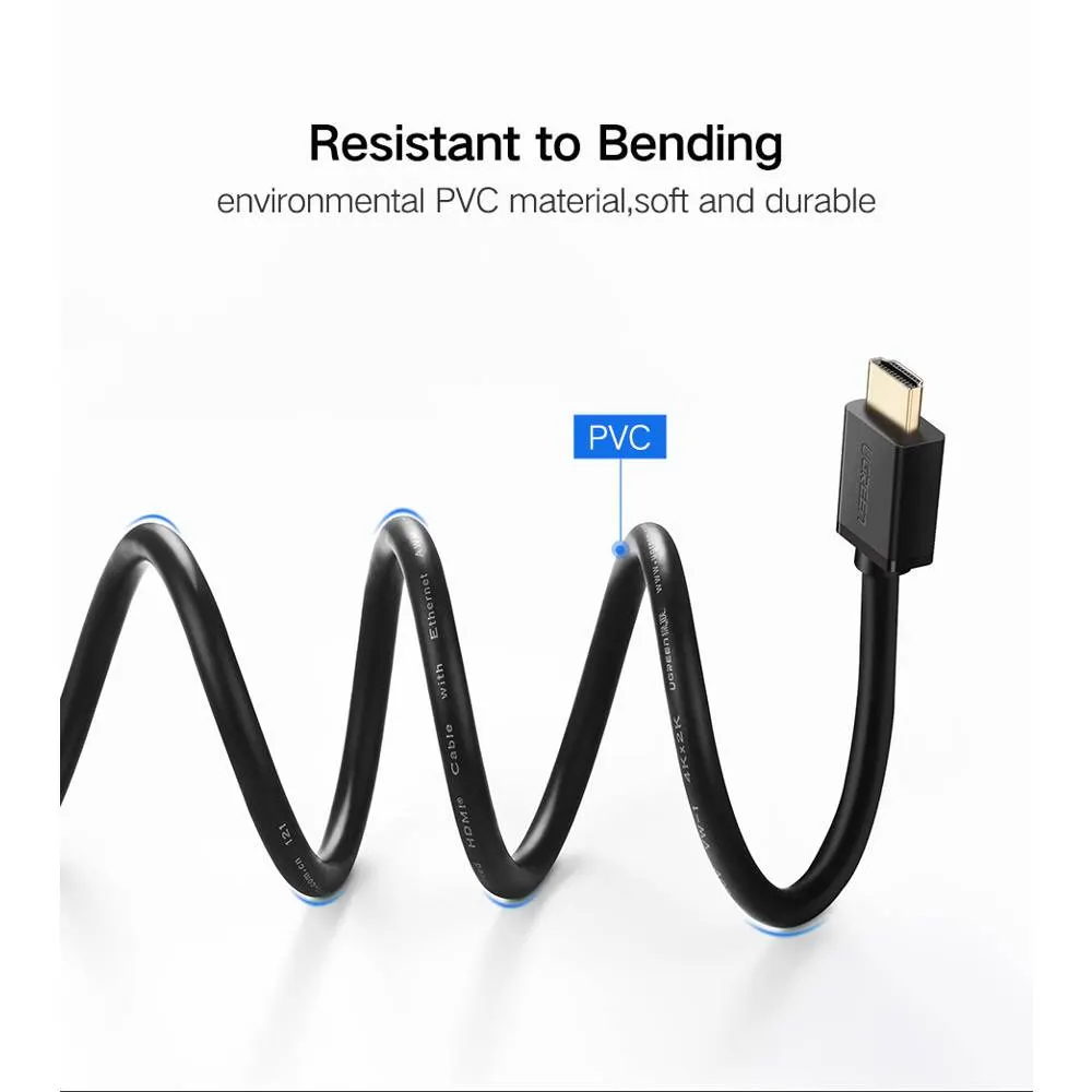 HDMI კაბელი UGREEN HD104 (10111), HDMI Cable, Support 4K 30Hz, 3D Visual Effect, 15m, Black