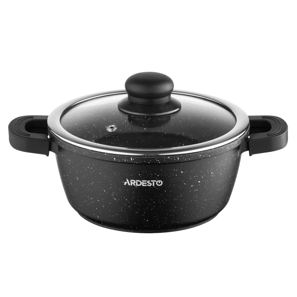ქვაბი Casserole with glass lid ARDESTO Gemini Anzio, 1.8l, aluminium, black