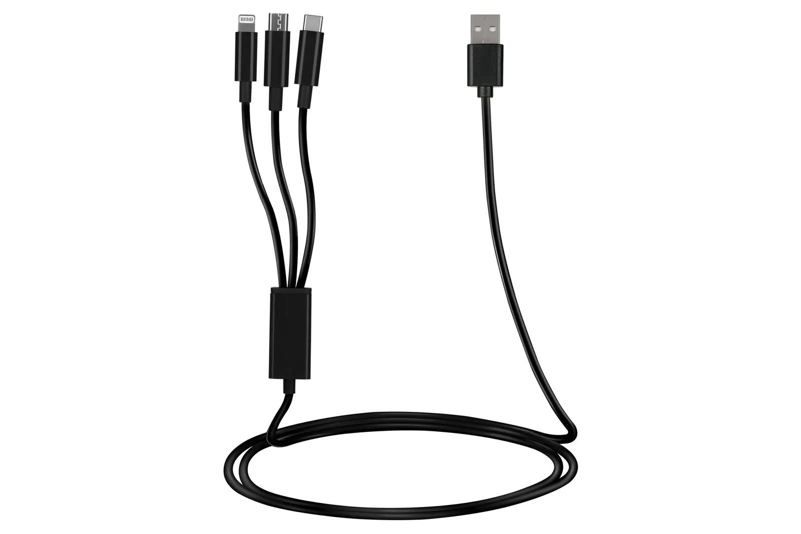 Lightning კაბელი Cable 2E USB 3 in 1 Micro/Lightning/Type C, 5V/2.4A, Black,1.2m