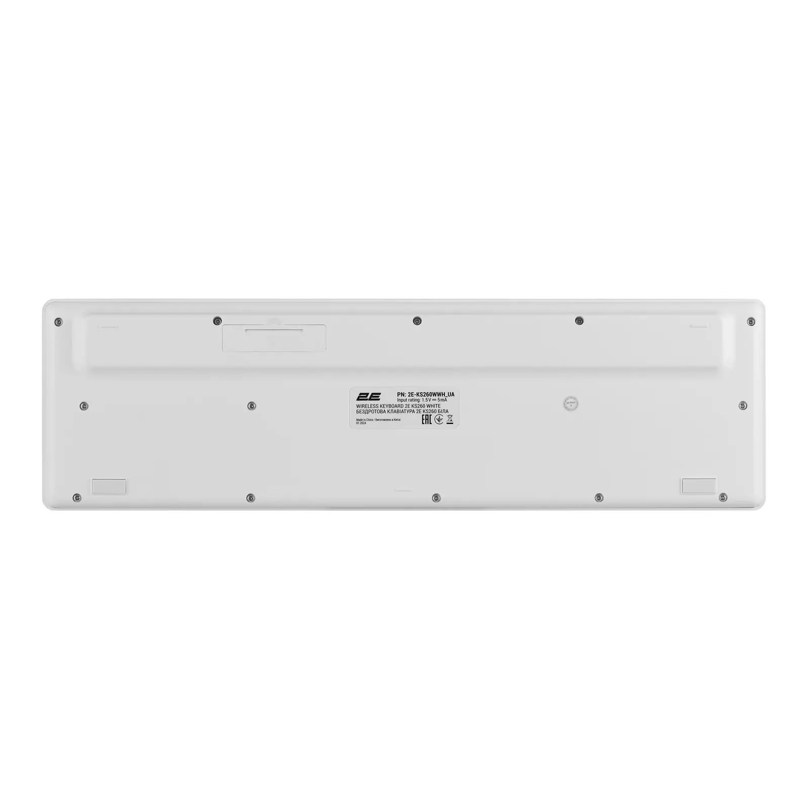 კლავიატურა 2E Keyboard membrane KS260 106key, WL, EN/UK, white