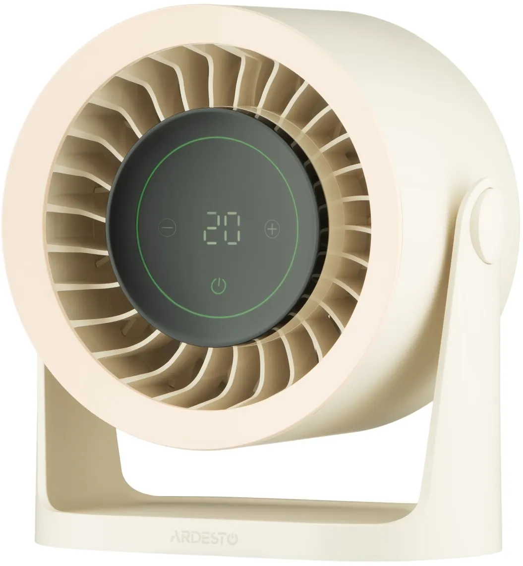 ARDESTO Desktop fan OneBreeze FT-M75BG desktop/wall-mounted, 12cm, electric control, display, rechargeable, USB-A Type-C, beige