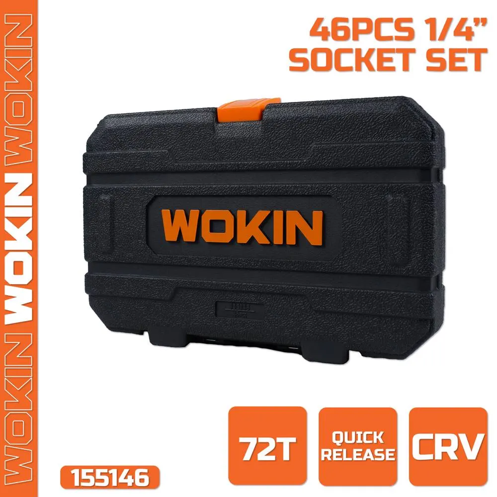 ხელსაწყოების ნაკრები Wokin 155146, 46Pcs Tool Set, Black/Silver