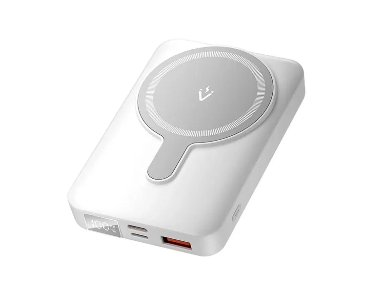 პორტატული დამტენი Vention FHTW0 10.000mAh Magnetic Wireless Power Bank 22.5W With LED Display White