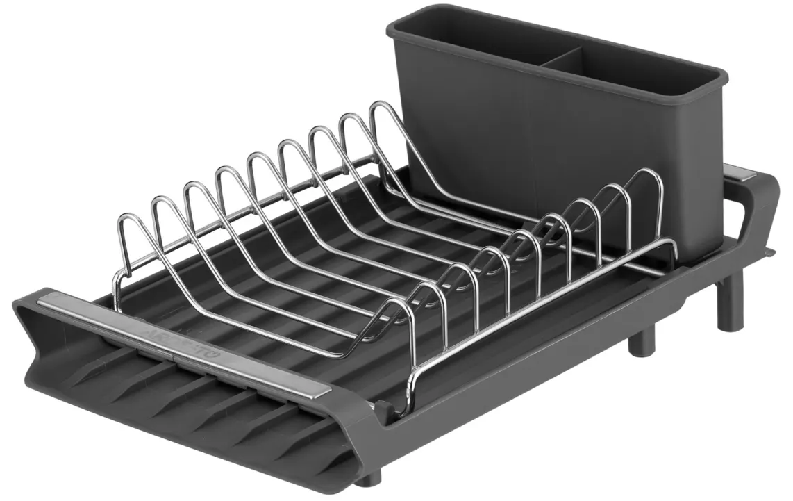 ARDESTO Dish dryer with stand Minimalism 46.5x19.5x9.5cm, plastic, chrome plated iron, steel, dark grey
