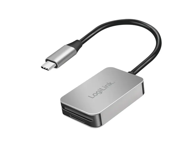 ბარათების წამკითხველი Logilink CR0050 Dual card reader USB-C to SD & microSD cards aluminium