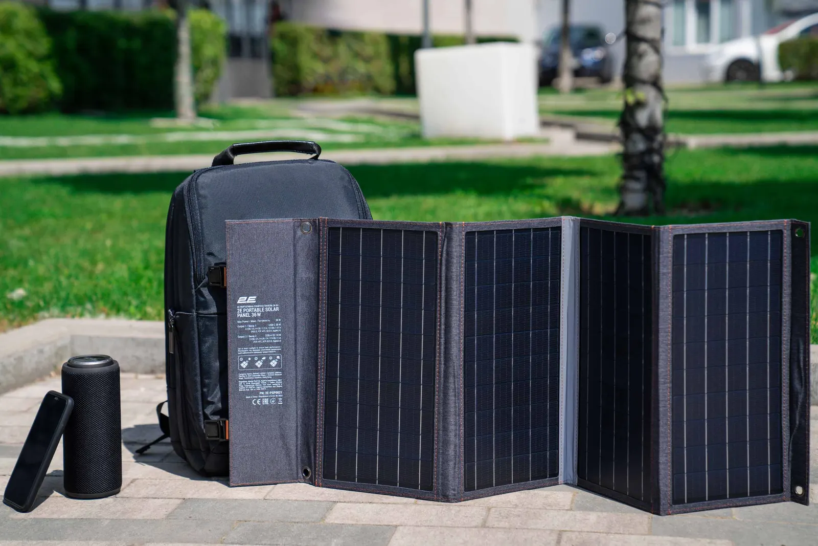 მზის პანელი 2E portable solar panel, 36 W, USB-C 20W, USB-A 18W