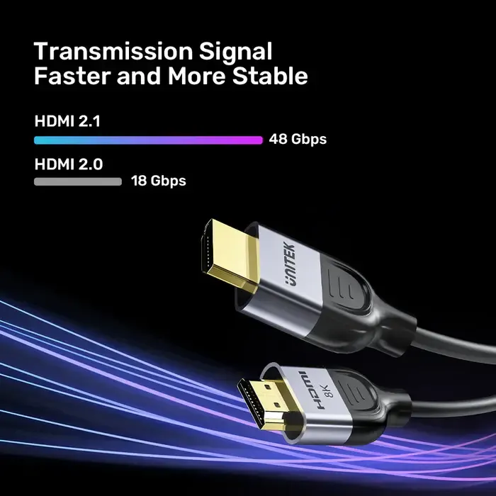 C11086GY01-2M UNITEK 2M, HDMI2.1 Male to Male Cable Gaming 8K 60Hz