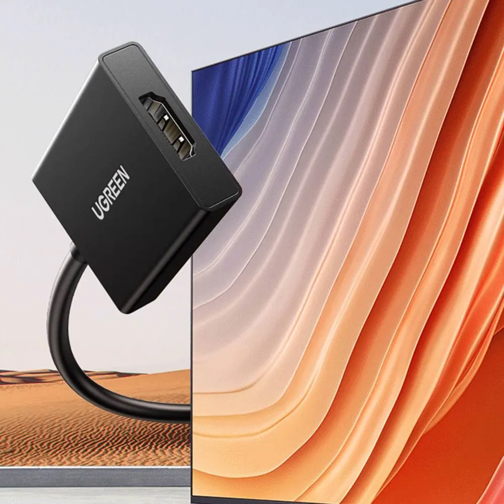 ადაპტერი UGREEN CM513 (50945), VGA To HDMI Adapter With 3.5mm And Type-C, 0.15cm, Black