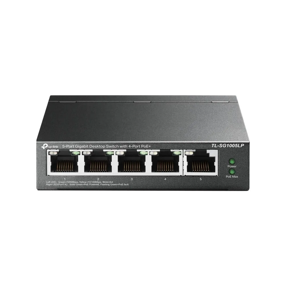 TP-Link, TL-SG1005LP, Switch, 5-Port Gigabit Desktop Switch with 4-Port PoE+.