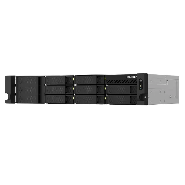 8-bay 2U short depth 12" rackmount NAS, Intel Celeron N5095 quad-core, 8 GB onboard not expandable, 8 x 3.5"/2.5" SATA 6Gb/s drive bays, 2 x 2.5GbE
