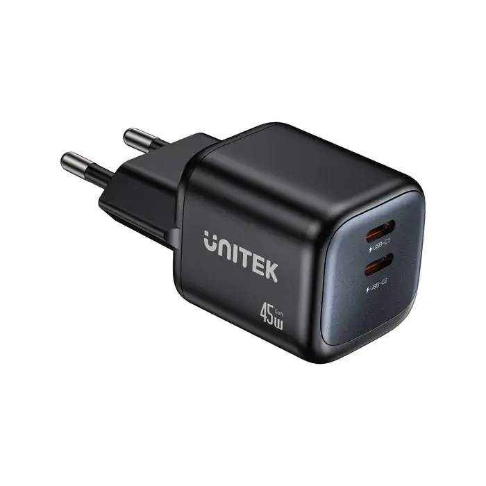 დამტენი P1129A-EU, UNITEK, Power Supply, 45W 2-Port Wall GaN Charger.
