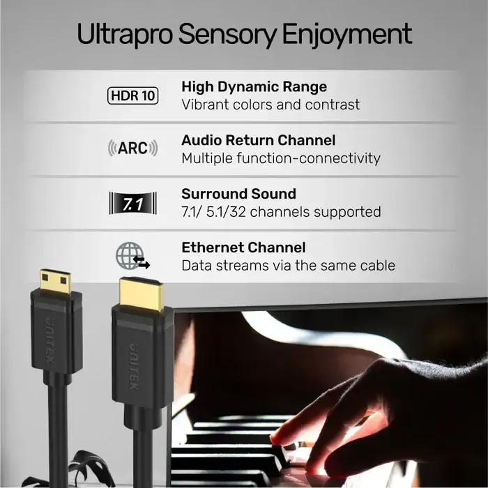 Y-C182, UNITEK, Cable, Micro HDMI (M) to HDMI (M) Cable 2M..