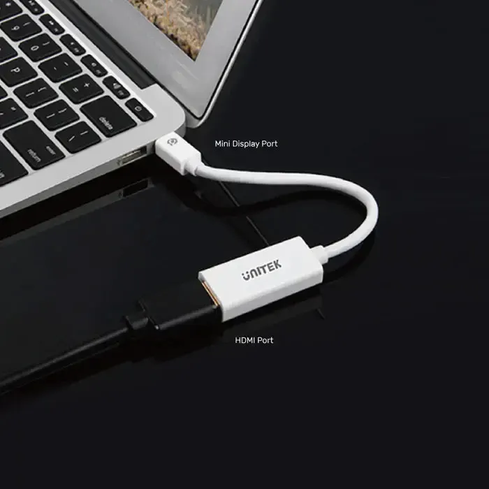 Y-6331, UNITEK, 20CM Mini DisplayPort to HDMI Female Adapter (4K)