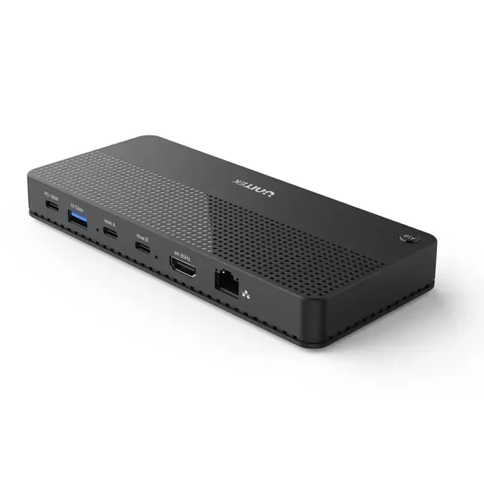 D1077A, UNITEK, Docking Station, Type-C 11-in-2 KVM(USB-C 10Gbps+USB 10Gb+2*USB+HDMI 4K+1GB+SD/Micro+Audio+PD 100W+DC),Black