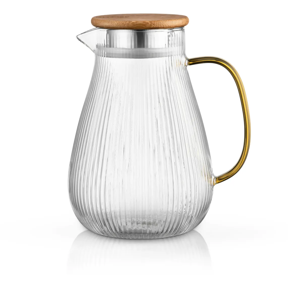 დოქი Pitcher with lid ARDESTO 1480ml, borosilicate glass, stainless steel, bamboo, transparent